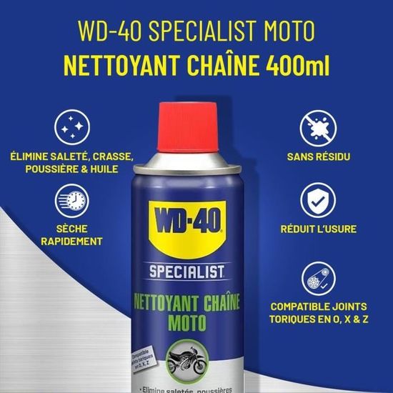 Nettoyant Chaîne Moto WD-40 Specialist Moto - Aérosol 400 Ml, Neuf Sous Blister