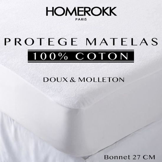 Protège-Matelas 140x200 Cm 100% Coton - Imperméable Et Respirant Avec Couche PU - Housse Anti-Acariens Silencieuse