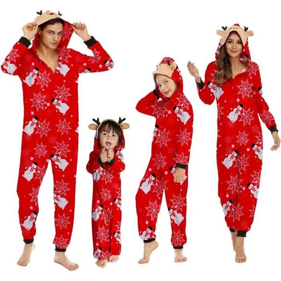 Pyjama De Noël Familial - Combinaison Une Pièce Imprimée Cerf Et Carreaux, Pour Femme, Homme, Couple, Soirée Cosplay Drôle