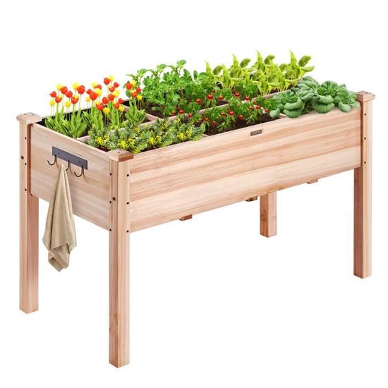 Casa.pro Jardinière Surélevée Grande Taille Lit Surélevé Bac à Fleurs Carré Potager Haute Parterre De Jardin Bac De Plantation Extérieur Terrasse Balcon Acier Galvanisé 129 X 50 X 25 Cm Anthracite