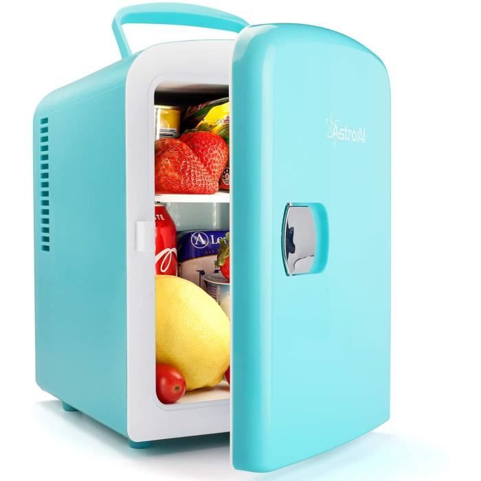Mini frigo de chambre - Portatif 4L 12V 220V - Glacière électrique chaud froid 0-66°C - Bleu