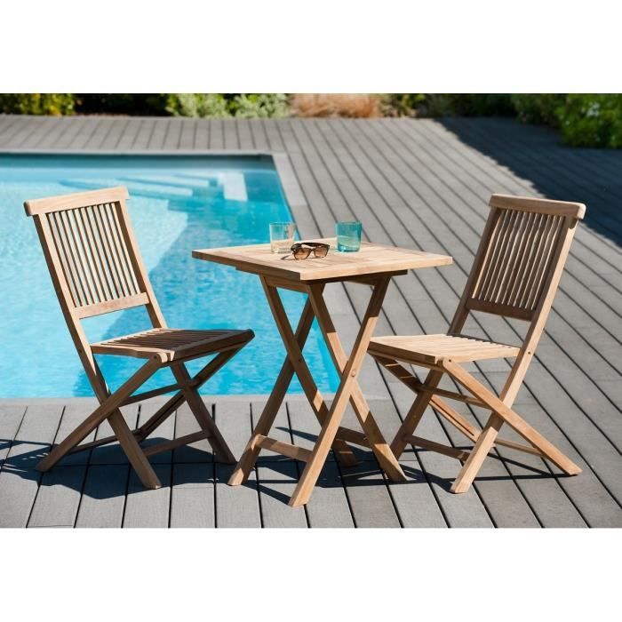 Table carrée pliante de jardin en teck massif JARDITECK