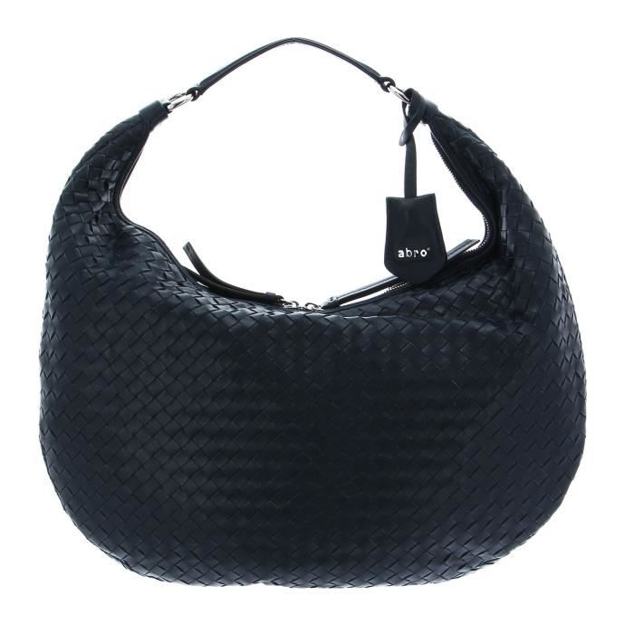 abro Leather Piuma Weaving Hobo Bag Nana Navy [145021] -  sac à épaule sacoche