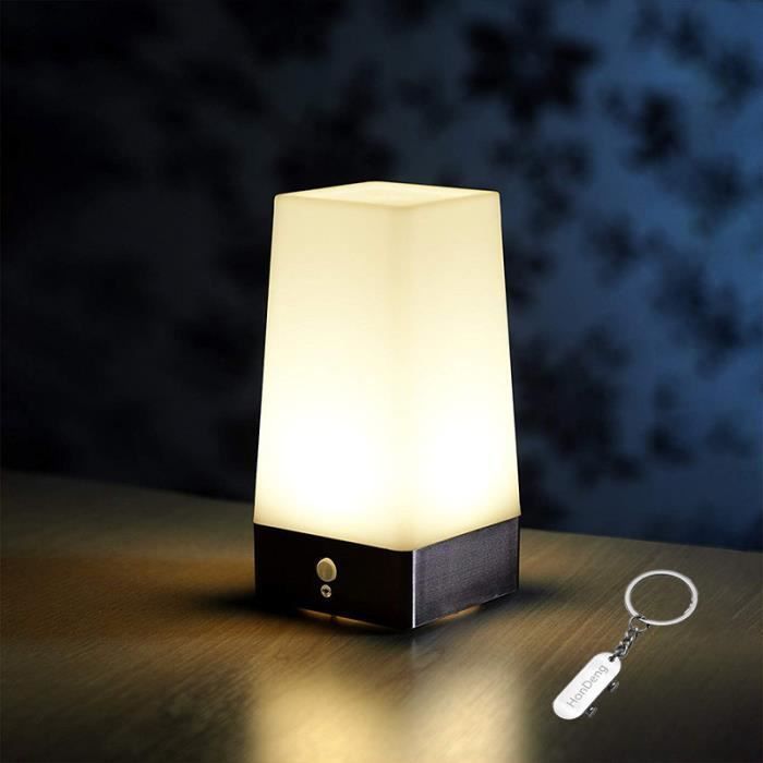 Lampe de table sans fil avec détecteur de mouvement à infrarouge (PIR) et ampoules super brillante à LED alimentée par batterie.