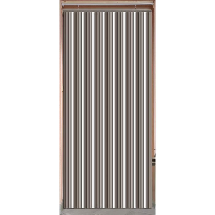 MadeInNature Rideau de Porte Lanières Plastiques, Intérieur et Extérieur, Largeur 90 cm x Longueur 220 cm, Taupe foncé, clair, blanc