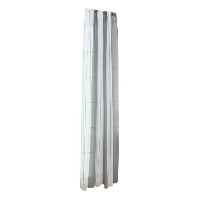 1 Pc Ombrage Rideaux Voile Offset Moderne Minimaliste Fine-rayé Chanvre Fil Rideau Sheer-100x200cm (Gris)
