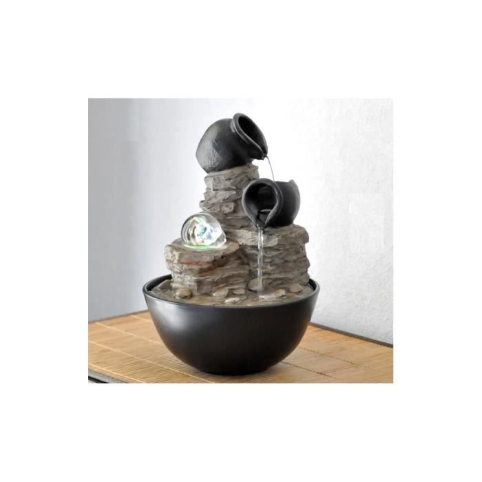 Fontaine d'intérieur -Verso- avec boule en verre et éclairage Led Noir