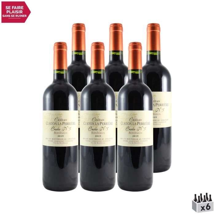 Château Curton la Perriere N°5 Rouge 2019 - Lot de 6x75cl - Vin Rouge de Bordeaux - Appellation AOC Bordeaux - Cépage Merlot