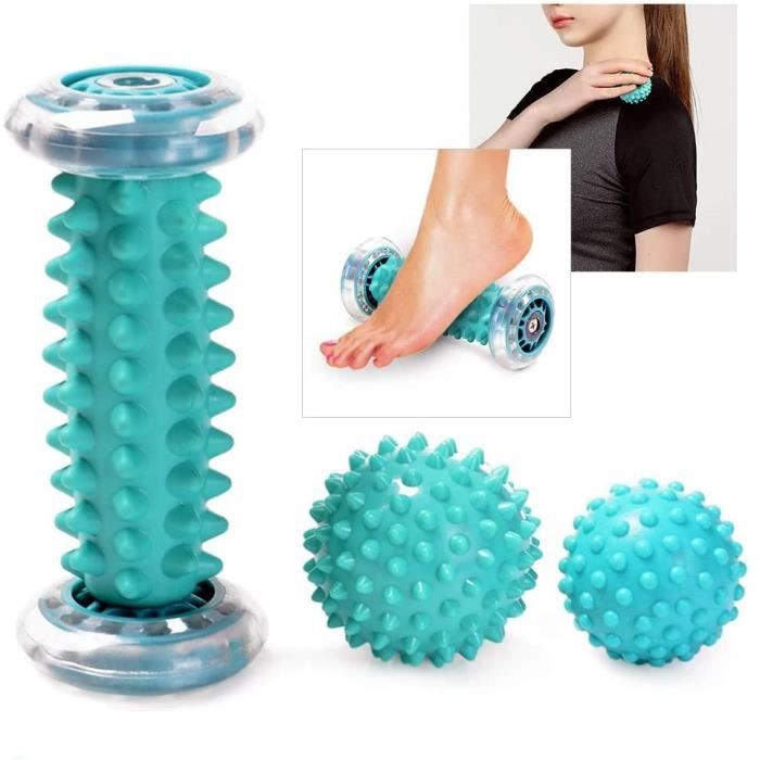 Rouleau Massage Pied, Balle de Massage Pied et 2 Balles de Massage des Pieds Convient à Différentes Parties du Massage-bleu