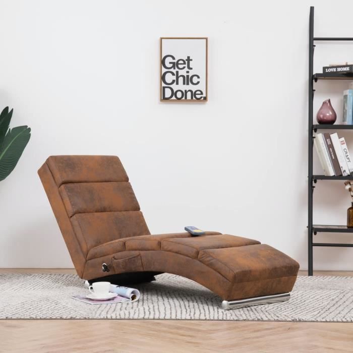 Fauteuil de massage Relax Massant Chaise longue de massage Relaxation Marron Similicuir daim