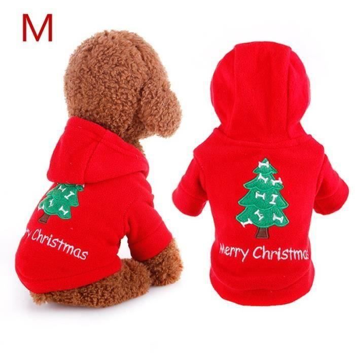 Chien Vêtements Modèle d'arbre de Noël Vêtements pour Chien Petit Animal Chat Chien au Chaud Vêtements Noël Costume (Rouge, M)