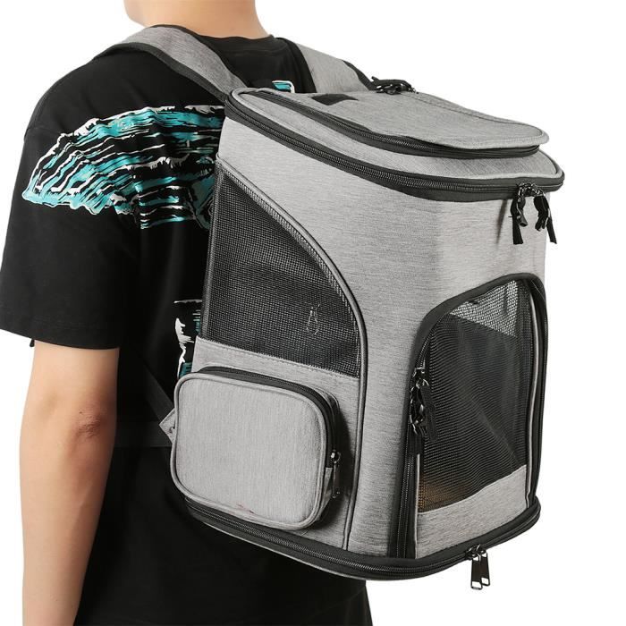 PANIER DE TRANSPORT,Sac à dos respirant pliable pour chiens et chats (gris)
