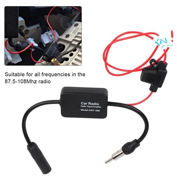 Antenne Stéréo De Voiture 12V Amplificateur Radio Fm Am Amplificateur De Signal En Ligne Noir -NIM