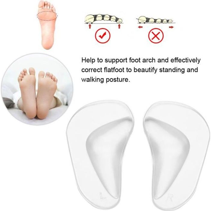 Garosa Semelles orthopédiques Pieds en silicone orthopédiques Coussin de soutien de la voûte plantaire Coussin de semelles de