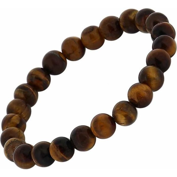BRACELET PIERRE OEIL DE TIGRE Elastique Marron