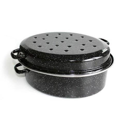 Beka 14720424 Kitchen Roc Daubière en acier émaillé noir moucheté 42 cm
