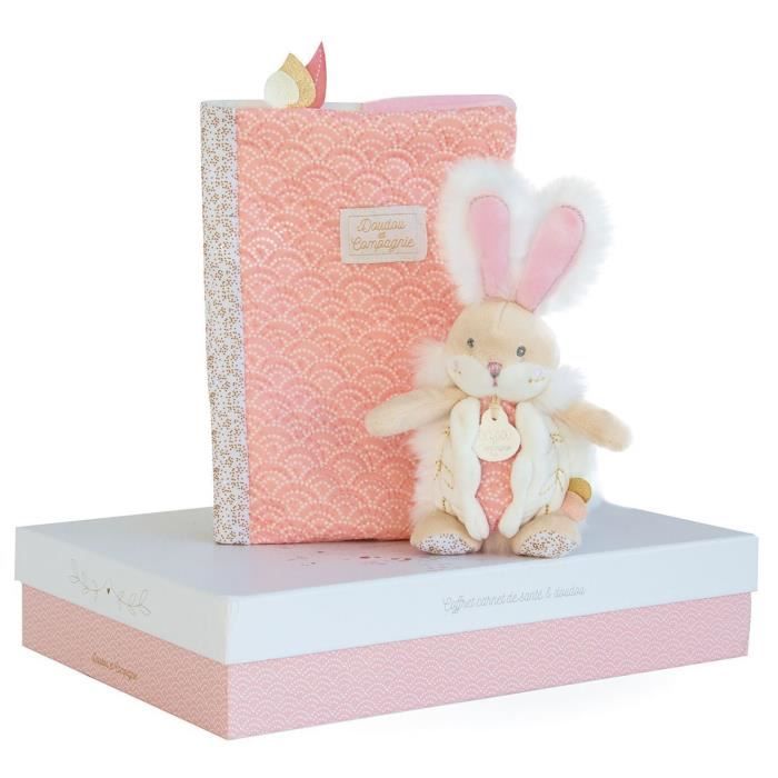 DOUDOU ET COMPAGNIE Lapin de sucre - Coffret Protèges Carnet De Santé+Doudou Rose Sucr