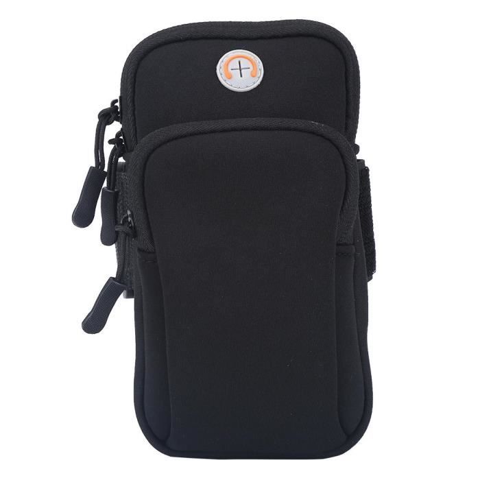 EJ.life Pochette de bras Sport de plein air course jogging exercice gym bras poignet pochette brassard téléphone cas sac noir