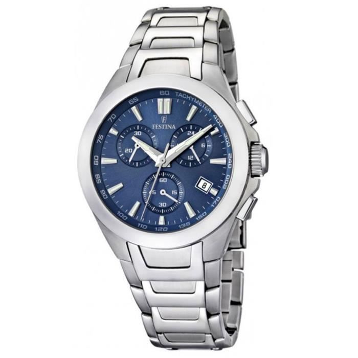 FESTINA - F16678-2 - Montre Homme - Quartz Chronographe - Chronomètre-Aiguilles Luminescentes - Bracelet Acier Inoxydable Argent