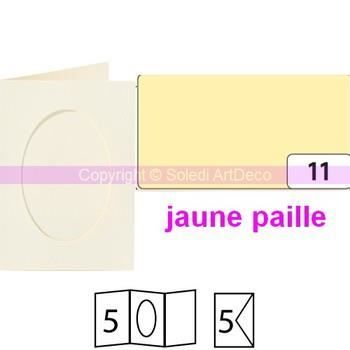 Lot de 5 Cartes passe-partout ovales à 2 volets, avec enveloppes, Format A6 - Jaune paille