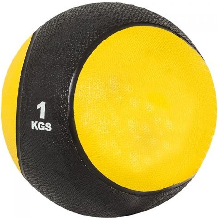 Médecine ball de 1 KG - jaune/noir - ballon de musculation