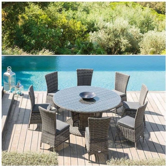 TABLE EXTERIEUR RONDE MOOREA 8 PLACES HESPERIDE