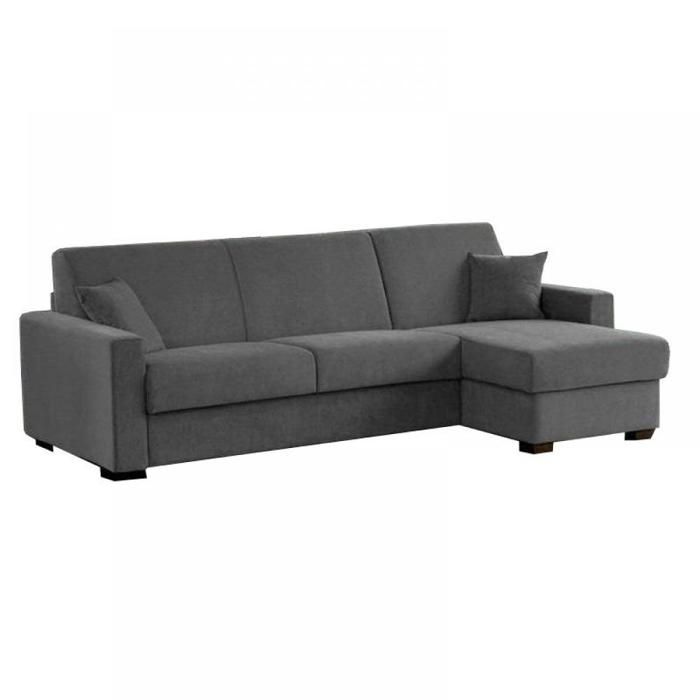 Canapé d'Angle EXPRESS DREAMER Convertible lit 160*197 *16 en Microfibres Gris matelas 16 cm gris Microfibre Inside75