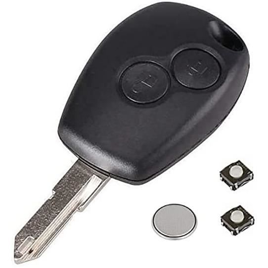 Coque Clé Plip Telecommande pour Renault Clio 3, Twingo 2, Master 3, Kangoo 2, Trafic et Modus Lame Plate 2 Switchs et Pile