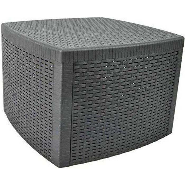 TABLE BASSE COFFRE DE RANGEMENT DE JARDIN EXTERIEUR EFFET ROTIN DECORATION DESIGN BAR