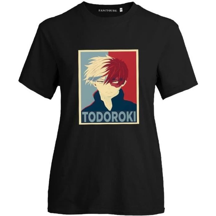 My Hero Academia anime Unisexe T-shirt à manches courtes Casual Tee-Noir