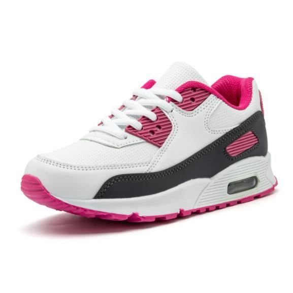 Basket Enfants Garçon Fille Chaussure de Course Légères Chaussure de Sports Marchant Respirant Sneakers Mode Lacets Bleu EU25-EU37