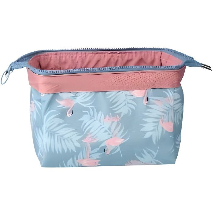 Petite Trousse de toilette Compacte pliable, trousse à maquillage, pochette cosmétique ,style japonais ( Bleu et rose )