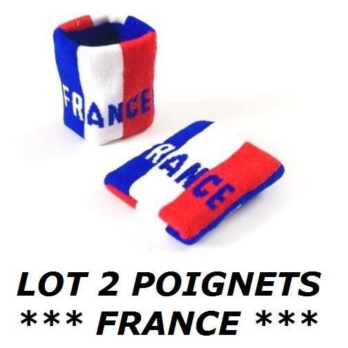 * EURO 2021 * LOT 2 BRACELETS FRANCE FRANCAIS Poignet éponge Sport Football Jogging Tennis No maillot drapeau écharpe fanion ...