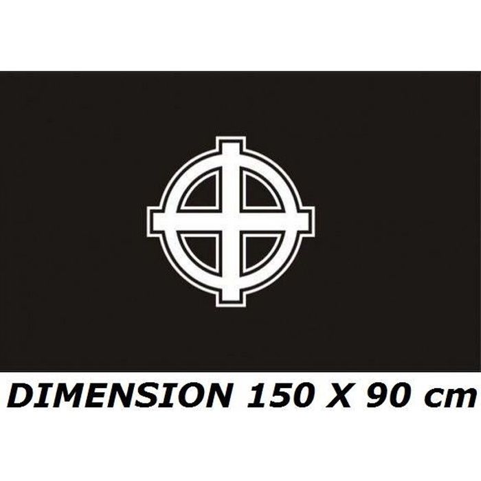DRAPEAU 150 X 90 cm CROIX CELTIQUE NOIR CELTE CELTIC NATIONALISTE NATIONALISME FRANCE FRANCAIS No maillot écharpe fanion casquette