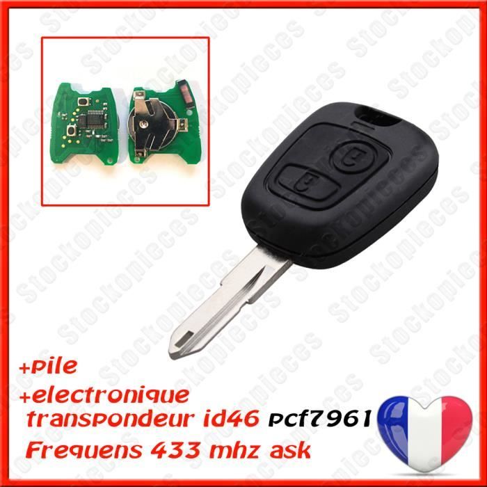 PLIP CLE F + ELECTRONIQUE COMPATIBLE PEUGEOT 206 206CC CC 206SW 206+ à programmer Testé