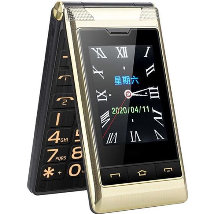 Téléphone portable à clapet G10-C , Batterie 5900mAh, Double Sim, Haut Volume, Commutateur de langue, avec étui de protection