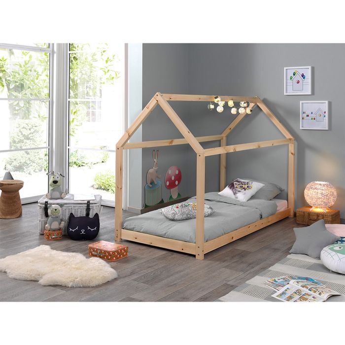 Vipack Cabane lit Maison 90x200 Nature