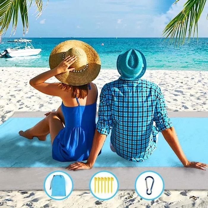 Tapis de Plage, Natte de Plage, Portable Imperméable Tapis de Plage, Serviette Impermea, Serviette de Plage Anti Sable 200x210cm avec 4 Coins de Fixat | Leroy Merlin