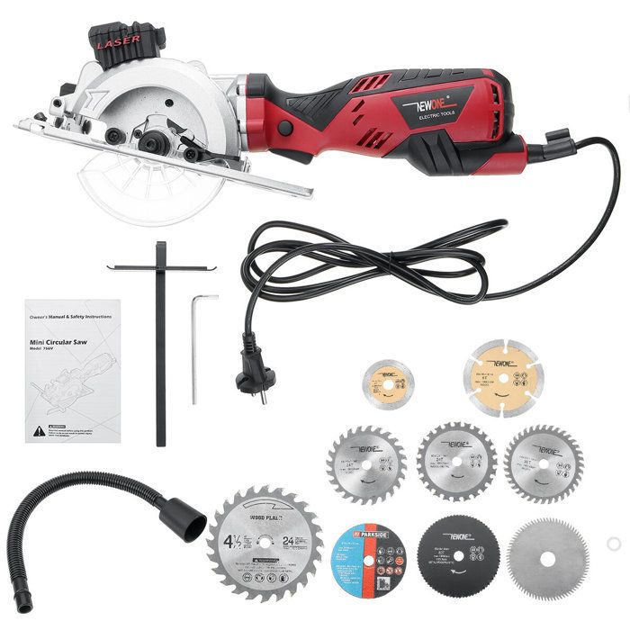 Mini Scie Circulaire Électrique DEKO QD6908 – Kit Avec 4 Lames Et Mallette