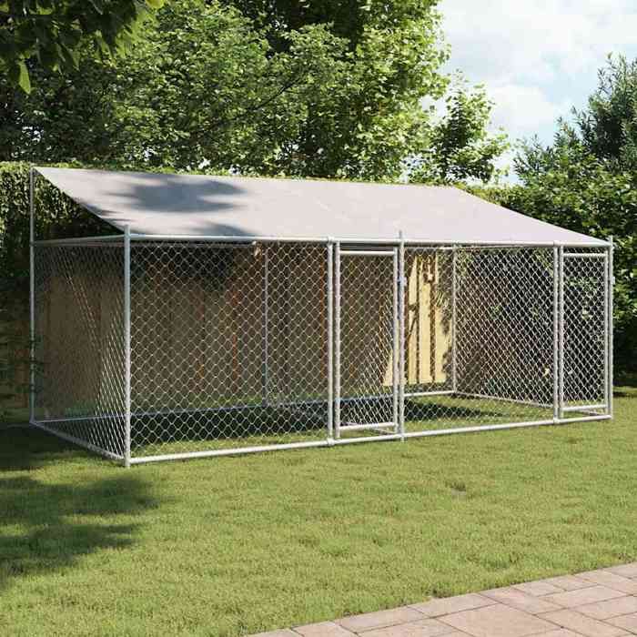 vidaXL Cage pour Chien avec Toit et Portes, Chenil pour Chien, Maison pour Chien, Niche de Jardin Terrasse, Gris 4x2x2m Acier Galvanisé