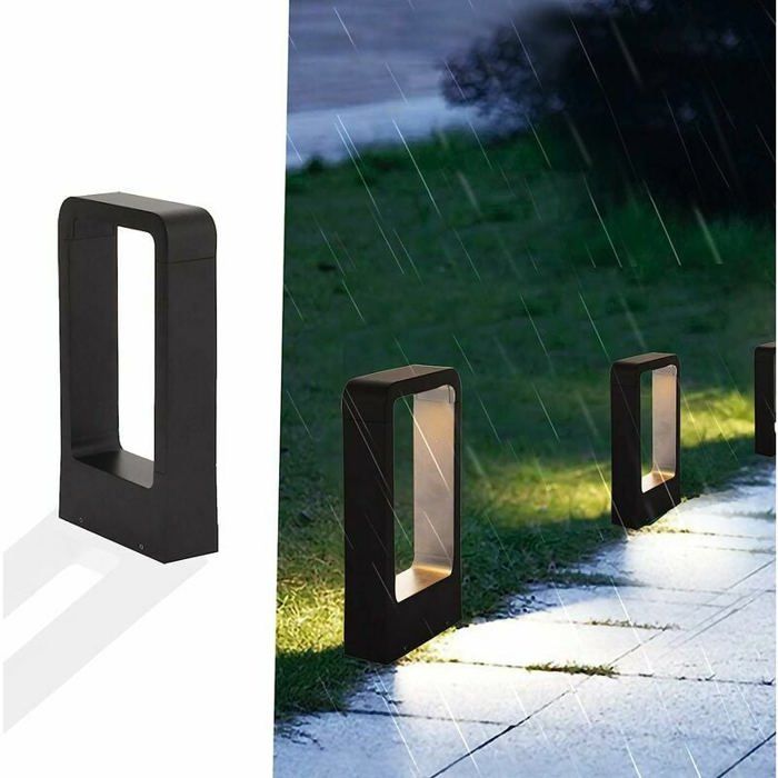 Borne lumineuse LED douille 7W 3000k IP65 Terrasse Eclairage extérieur Lampe de jardin Noir Design blanc chaud Luminaire décoratif