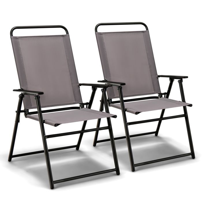 COSTWAY Lot de 2 Chaises Pliables de Jardin Accoudoirs et Dossier Repose-Pieds Charge 150kg pour Camping Balcon Cour Piscine COSTWAY Lot de 2 Chaises Pliables de Jardin Accoudoirs et Dossier Repose-Pieds Charge 150kg pour Camping Balcon Cour Piscine