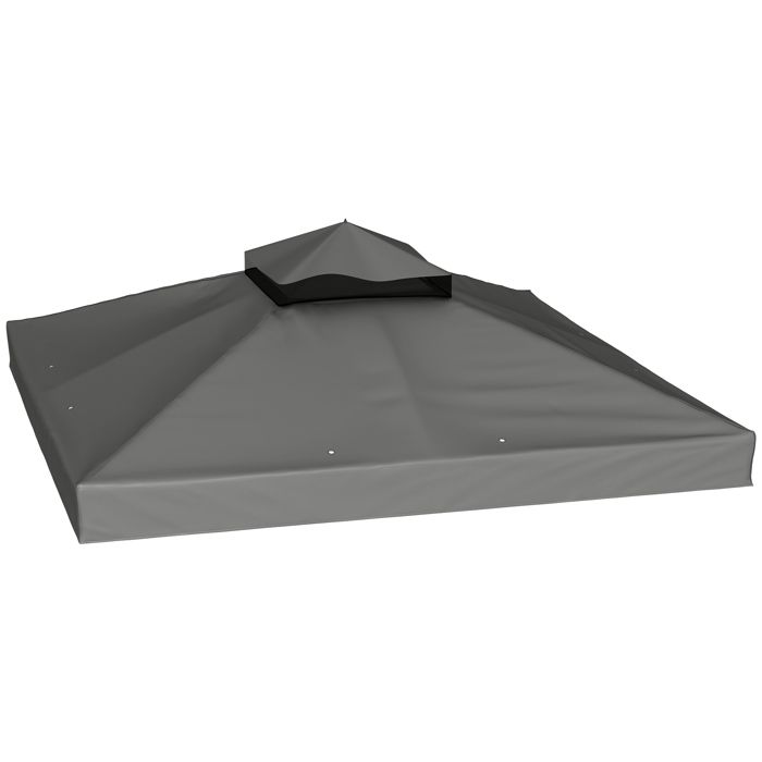 Toile pour tonnelle - Outsunny - 3 x 3 m - 2 niveaux - protection UPF30+ - trous de drainage - gris foncé