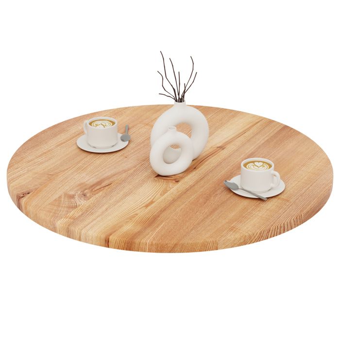 Eleganz Plateau De Table En Teck Finement Poli, Rond, 70 Cm, 2,5 Cm D