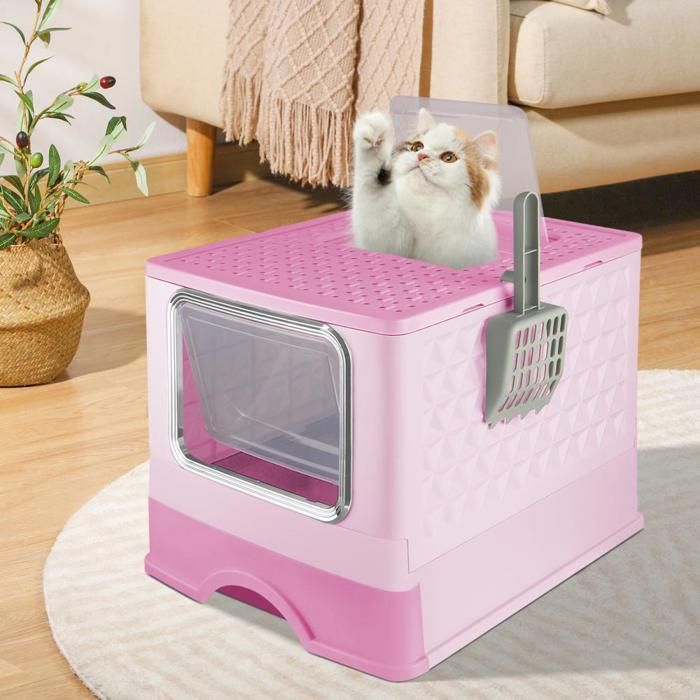 Meilleurs prix pour YIPEEMA. Bac à litière pour chat fermé et ouvert, stérilisation UV, 52*39*39cm, rose.