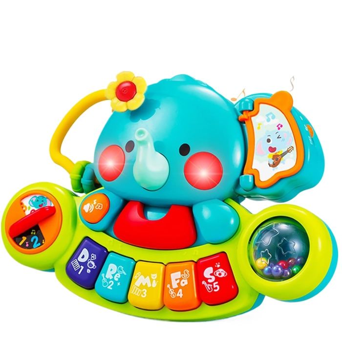 Piano éléphant Musical Avec Lumières – Jouet éveil Bébé 6-18 Mois, 3 Modes, Sons D'animaux – Cadeau 1er Anniversaire