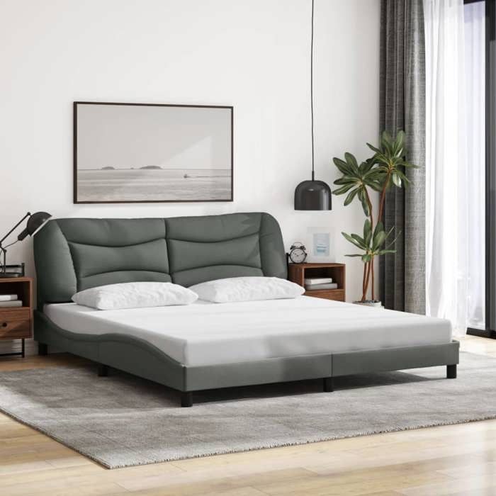 SALE 2025Structure/Cadre de lit - Lit 2 personnes - gris foncé - 180x200 cm tissu 32.15 Kg 6434