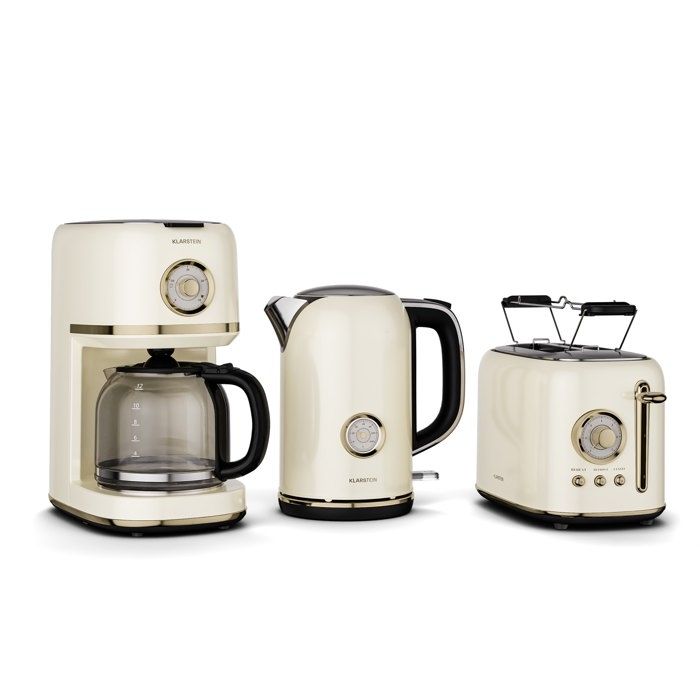 KLARSTEIN  Victoria Pack Ensemble Grille-pain Bouilloire Machine &agrave; Caf&eacute; Noir Noir
