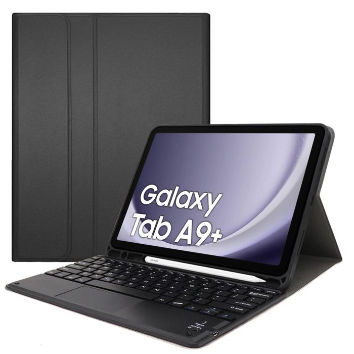 Étui clavier Bluetooth avec pavé tactile pour Galaxy Tab A9 Plus (noir)