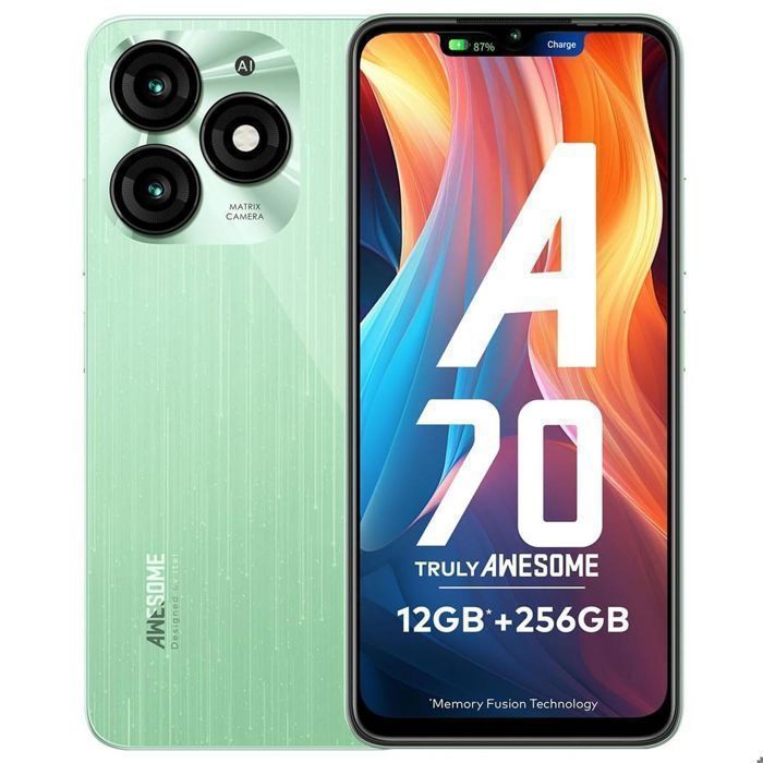 A70 Telephone Portable Écran 6.6 120Hz 12GO+256GO Batterie 5000mAh Smartphone 13MP Caméra Telephone Android 13 Double SIM/NFC Vert